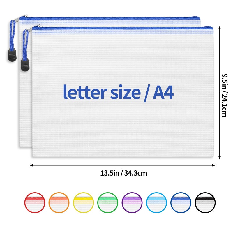 EOOUT 24pcs Mesh Zipper Pouch Bags, A4 Zipper Bags for Organizing Storage, Waterproof Zipper Pouches, Letter Size, File Bags for School, Toys, Puzzle, Board Games and Office Supplies - Image 2